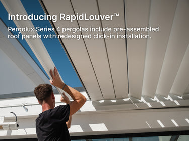 Person installing RapidLouver pergola panels
