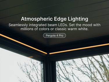 Pergola with atmospheric edge lighting 